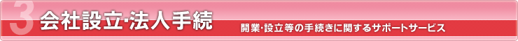 会社設立・法人手続:開業・設立等の手続きに関するサポートサービス